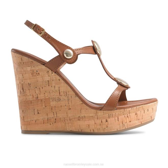 kvinnor beige Russell And Bromley avsats t-stång kork kilklack T4XZ423