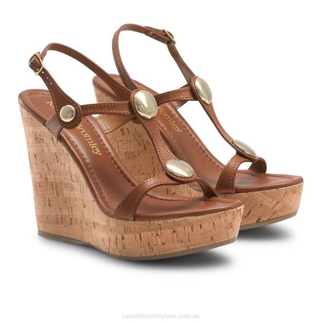 kvinnor beige Russell And Bromley avsats t-stång kork kilklack T4XZ423