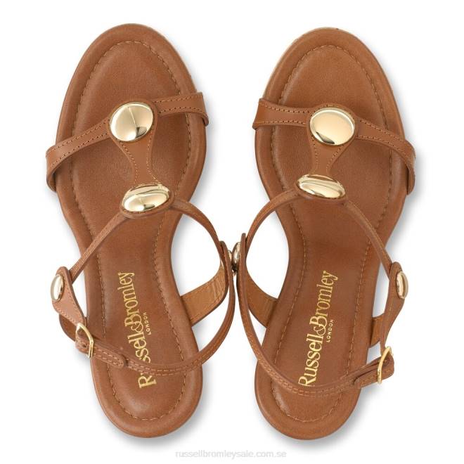 kvinnor beige Russell And Bromley avsats t-stång kork kilklack T4XZ423