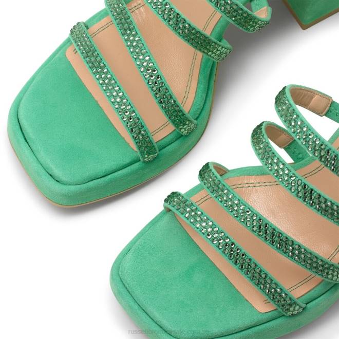 kvinnor grön Russell And Bromley yeahbaby jeweled strappy plattform T4XZ173