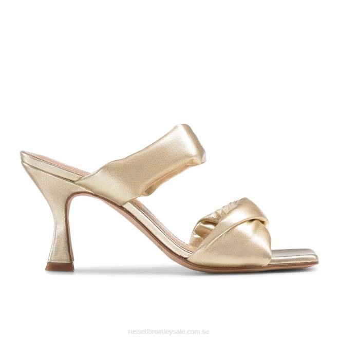 kvinnor guld Russell And Bromley cocktail puff rem mule T4XZ160