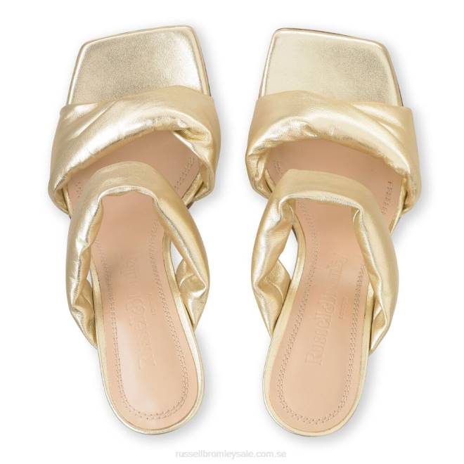 kvinnor guld Russell And Bromley cocktail puff rem mule T4XZ160