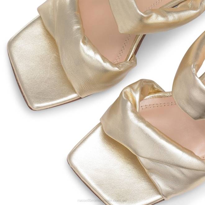 kvinnor guld Russell And Bromley cocktail puff rem mule T4XZ160