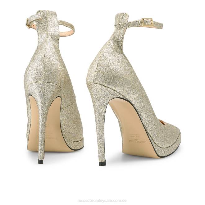 kvinnor guld Russell And Bromley pinpoint point plattformspump T4XZ187