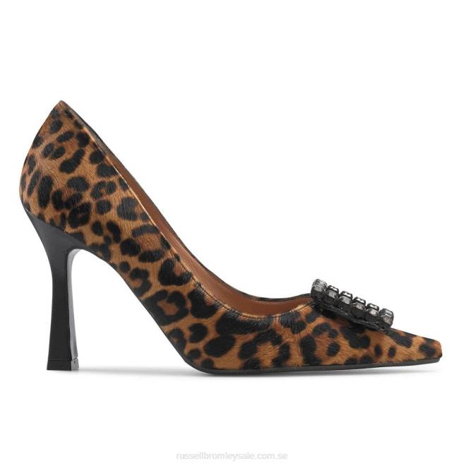kvinnor leopard Russell And Bromley jewelpoint jeweled pump T4XZ184
