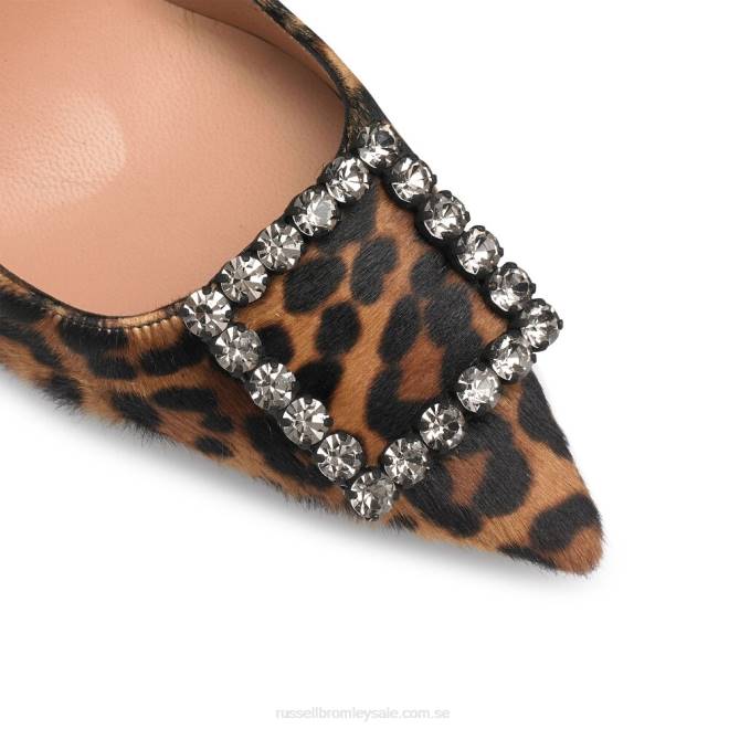 kvinnor leopard Russell And Bromley jewelpoint jeweled pump T4XZ184