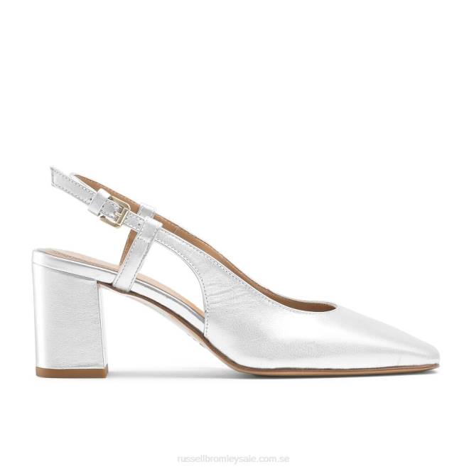 kvinnor silver Russell And Bromley sugar pie slingback blockhäl T4XZ114