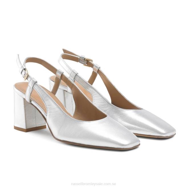 kvinnor silver Russell And Bromley sugar pie slingback blockhäl T4XZ114