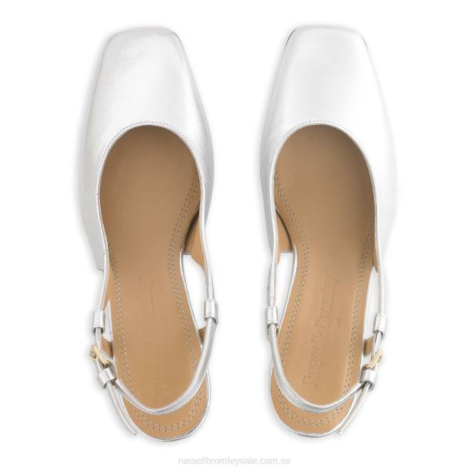kvinnor silver Russell And Bromley sugar pie slingback blockhäl T4XZ114