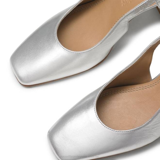 kvinnor silver Russell And Bromley sugar pie slingback blockhäl T4XZ114