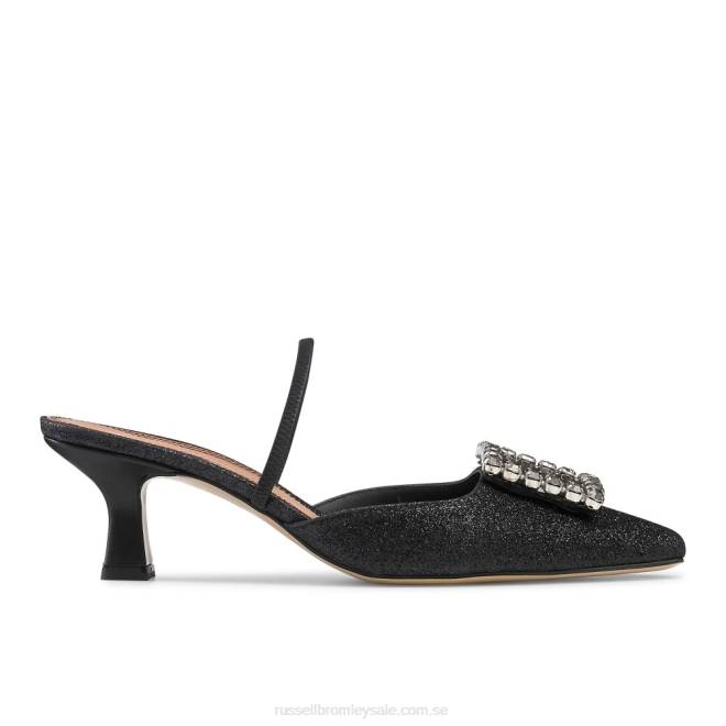 kvinnor svart Russell And Bromley fairytale slingback pärla kattunge klack T4XZ115