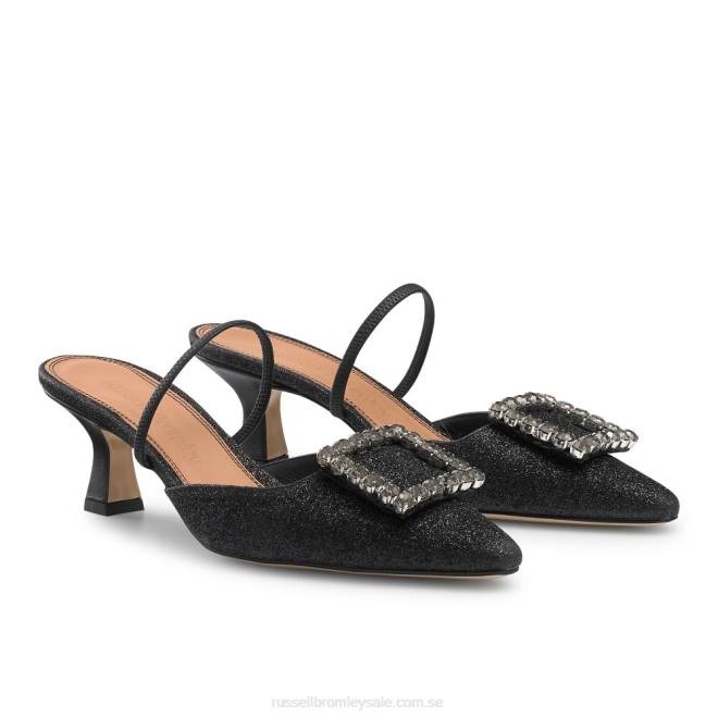 kvinnor svart Russell And Bromley fairytale slingback pärla kattunge klack T4XZ115