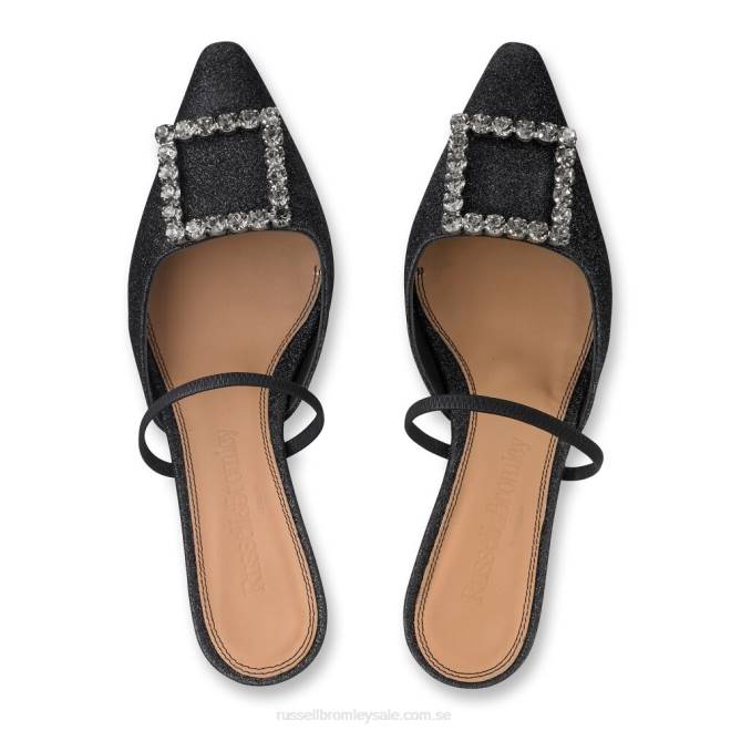 kvinnor svart Russell And Bromley fairytale slingback pärla kattunge klack T4XZ115