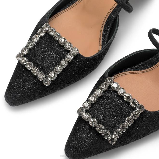 kvinnor svart Russell And Bromley fairytale slingback pärla kattunge klack T4XZ115