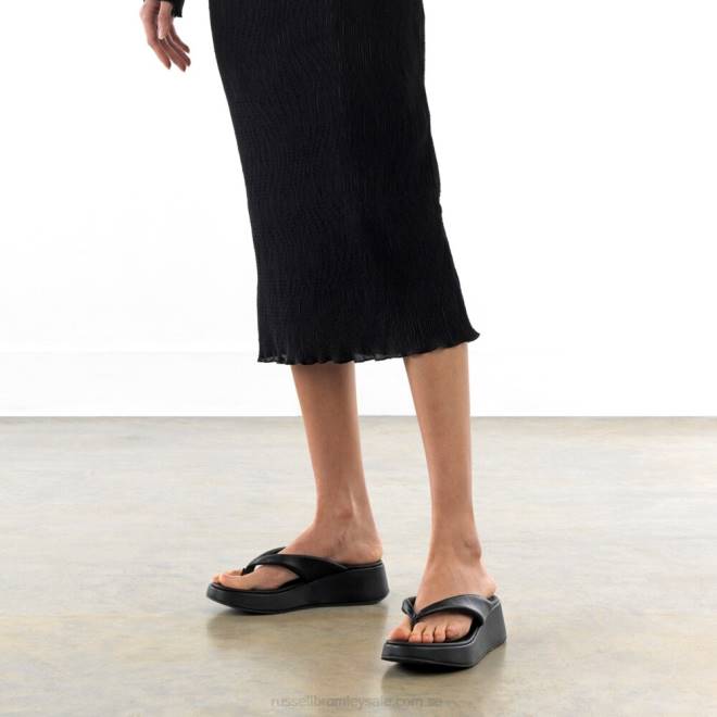 kvinnor svart Russell And Bromley hoxton tåpost plattformad sandal T4XZ413