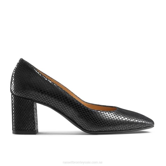 kvinnor svart Russell And Bromley sugarcube block heel domstol T4XZ128