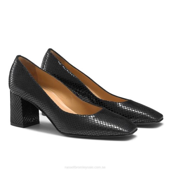 kvinnor svart Russell And Bromley sugarcube block heel domstol T4XZ128
