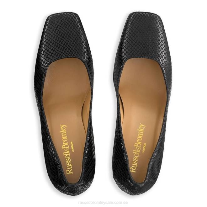 kvinnor svart Russell And Bromley sugarcube block heel domstol T4XZ128