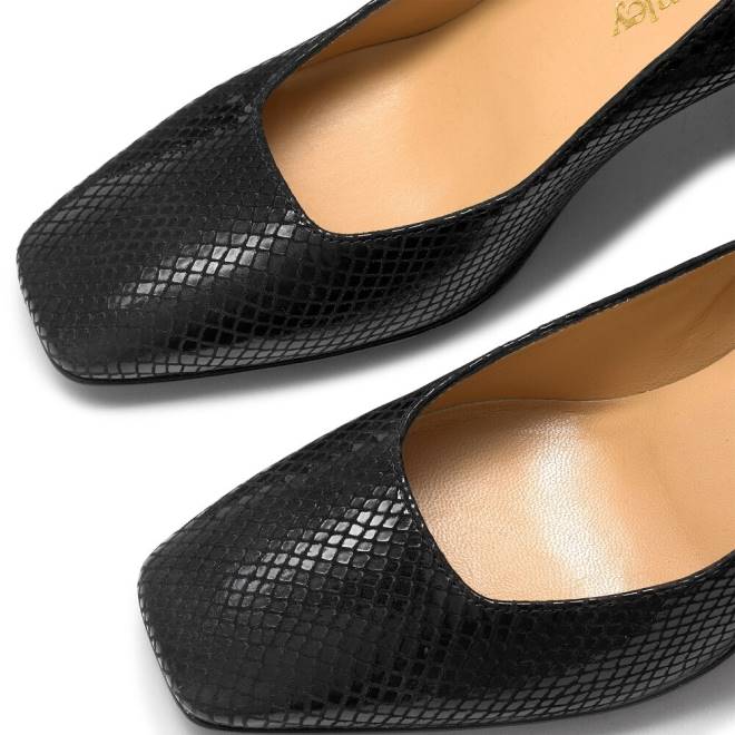 kvinnor svart Russell And Bromley sugarcube block heel domstol T4XZ128