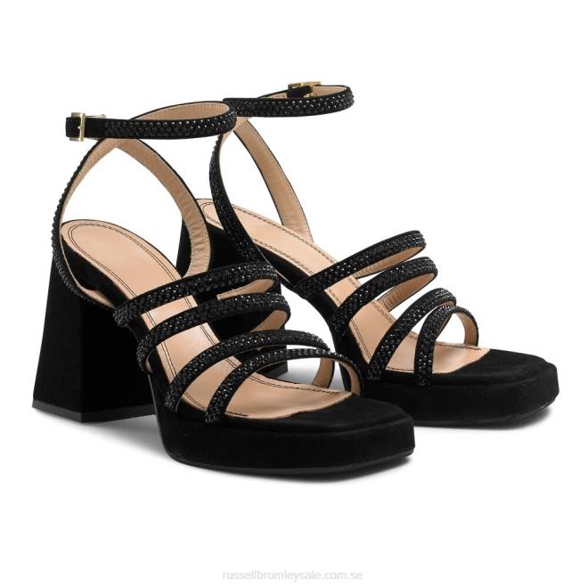 kvinnor svart Russell And Bromley yeahbaby jeweled strappy plattform T4XZ180