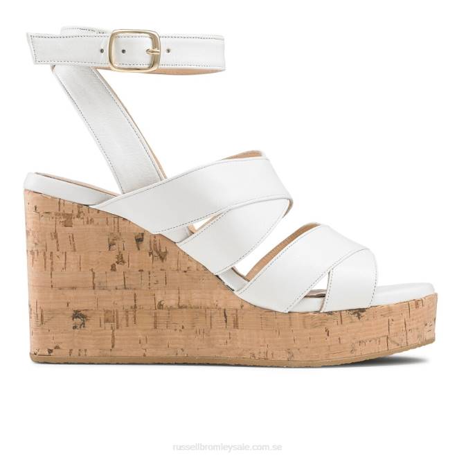 kvinnor vit Russell And Bromley bliss strappy wedge T4XZ182