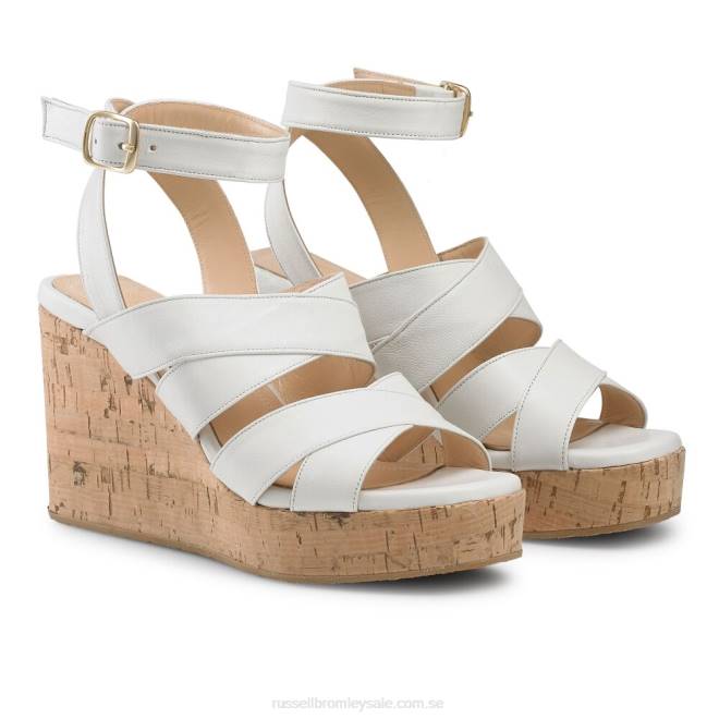 kvinnor vit Russell And Bromley bliss strappy wedge T4XZ182