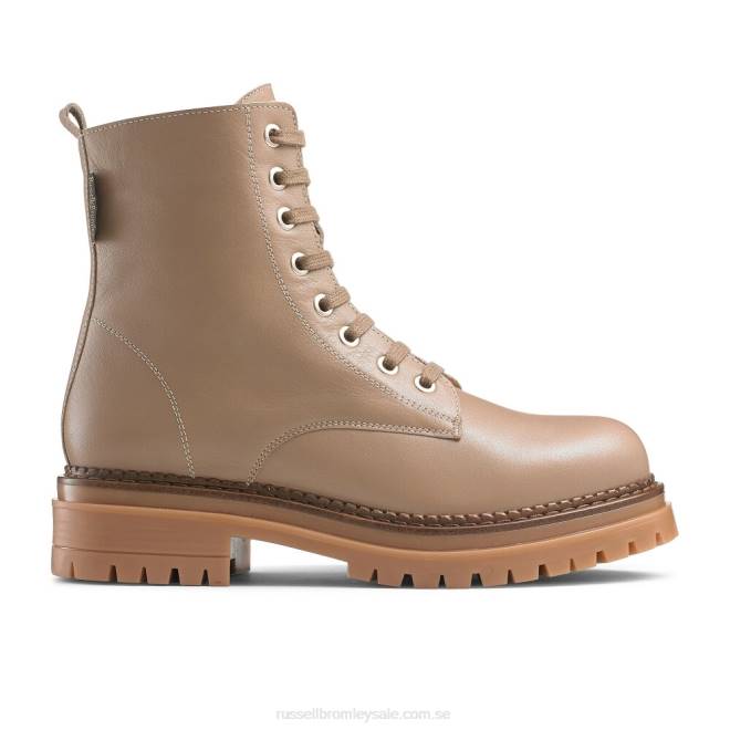 kvinnor beige Russell And Bromley combat 8 ​​eyelet combat boot T4XZ296