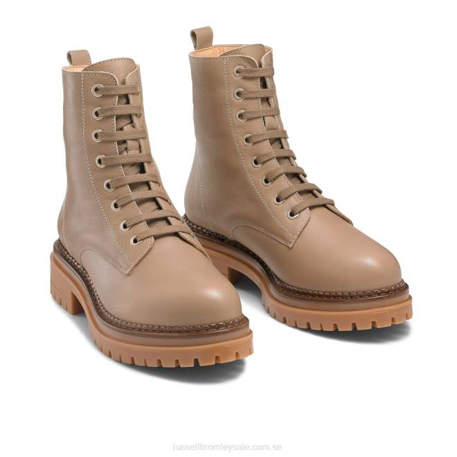 kvinnor beige Russell And Bromley combat 8 ​​eyelet combat boot T4XZ296