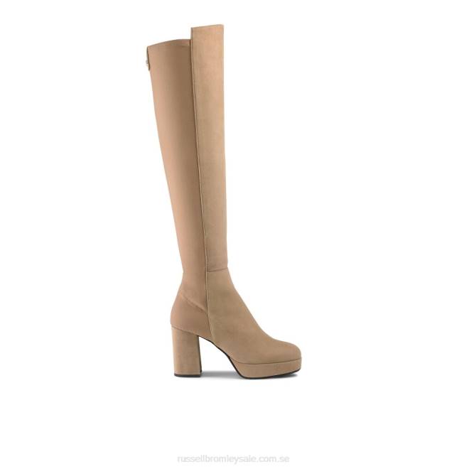 kvinnor beige Russell And Bromley honung hi plattform stretch knähög T4XZ354