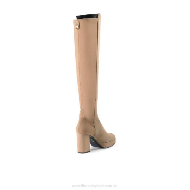 kvinnor beige Russell And Bromley honung hi plattform stretch knähög T4XZ354