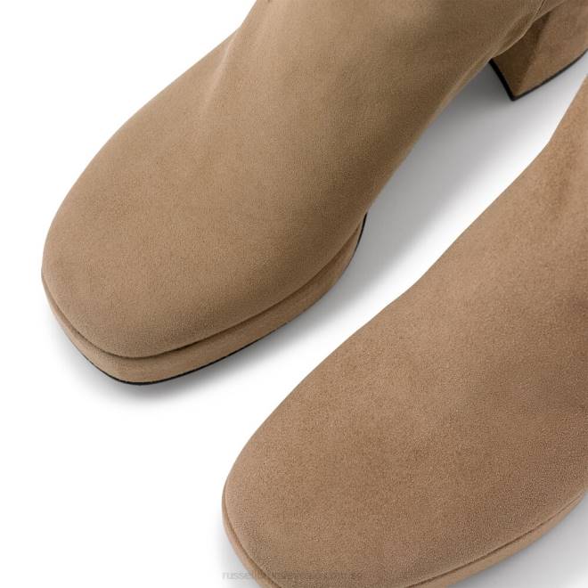 kvinnor beige Russell And Bromley honung hi plattform stretch knähög T4XZ354