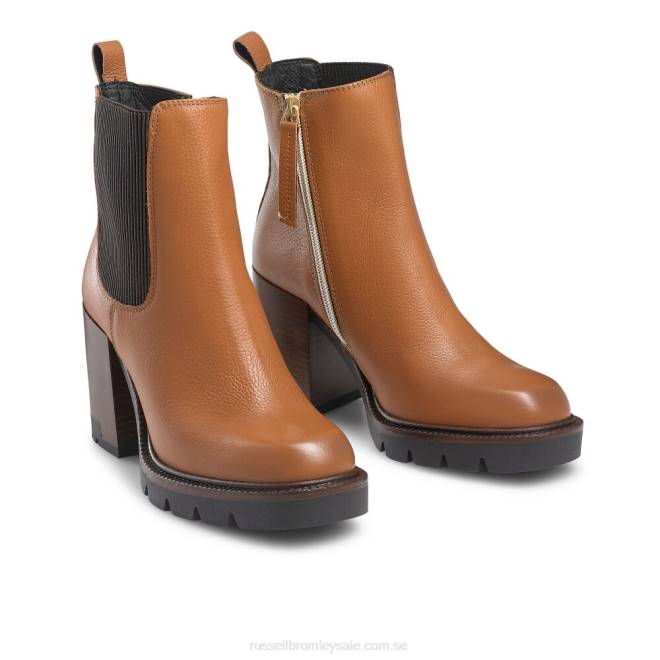 kvinnor brun Russell And Bromley blockerade chelsea-stövel med klocka T4XZ318
