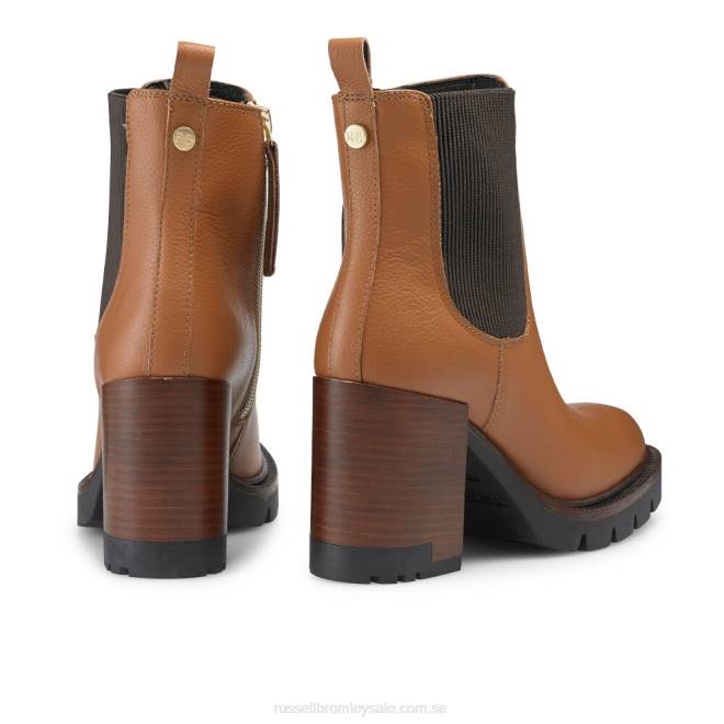 kvinnor brun Russell And Bromley blockerade chelsea-stövel med klocka T4XZ318