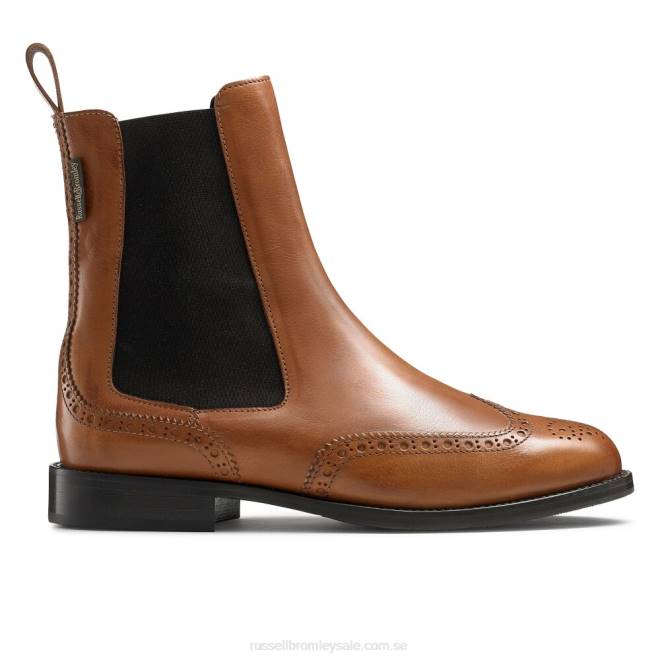 kvinnor brun Russell And Bromley fitzrovia brogue chelsea boot T4XZ331
