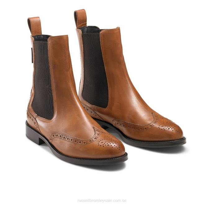 kvinnor brun Russell And Bromley fitzrovia brogue chelsea boot T4XZ331