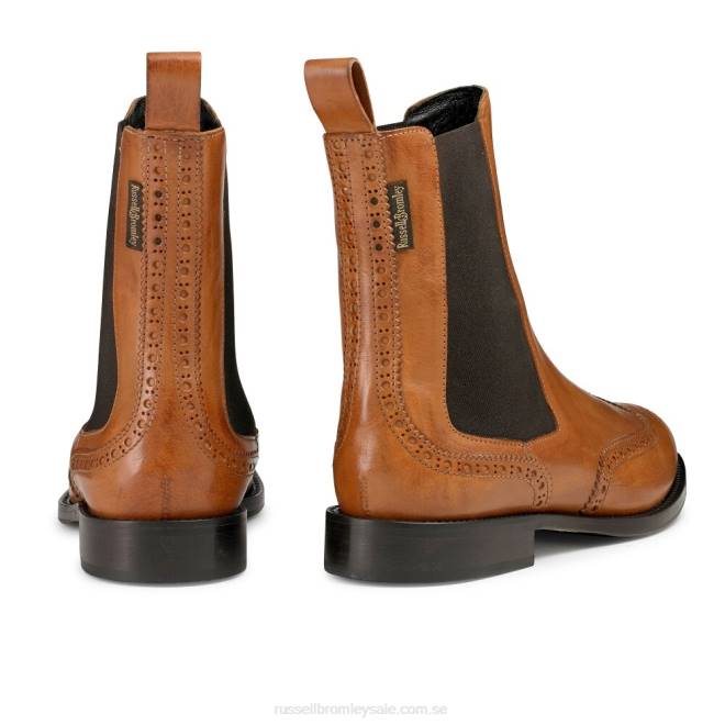 kvinnor brun Russell And Bromley fitzrovia brogue chelsea boot T4XZ331