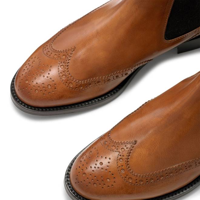 kvinnor brun Russell And Bromley fitzrovia brogue chelsea boot T4XZ331