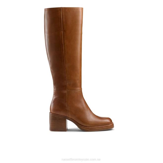 kvinnor brun Russell And Bromley gaucho stövel med knähög blockklack T4XZ341
