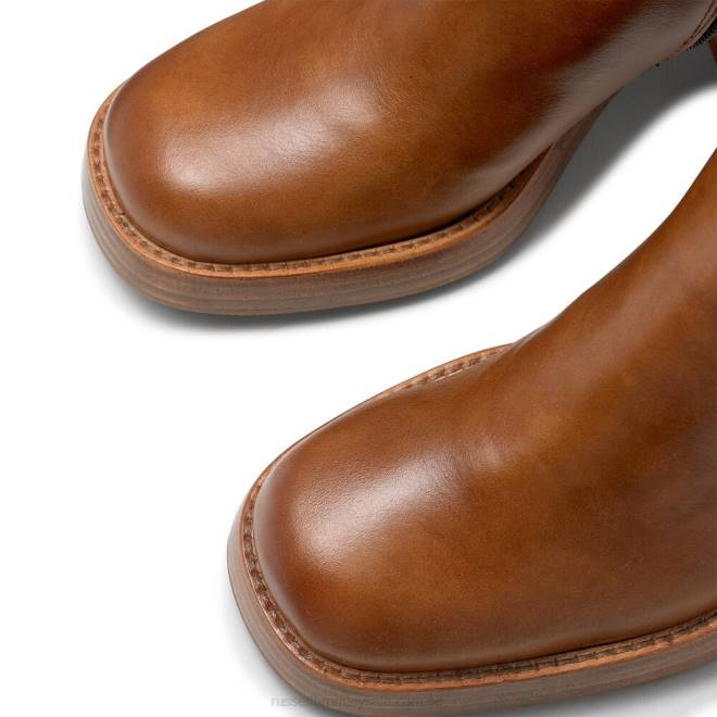 kvinnor brun Russell And Bromley gaucho stövel med knähög blockklack T4XZ341