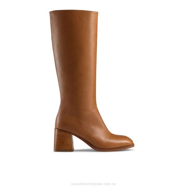 kvinnor solbränna Russell And Bromley kvistig staplad häl hög knähög T4XZ356