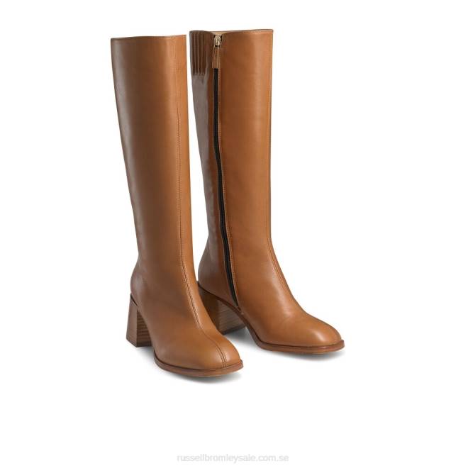 kvinnor solbränna Russell And Bromley kvistig staplad häl hög knähög T4XZ356