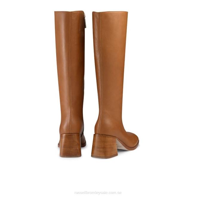 kvinnor solbränna Russell And Bromley kvistig staplad häl hög knähög T4XZ356