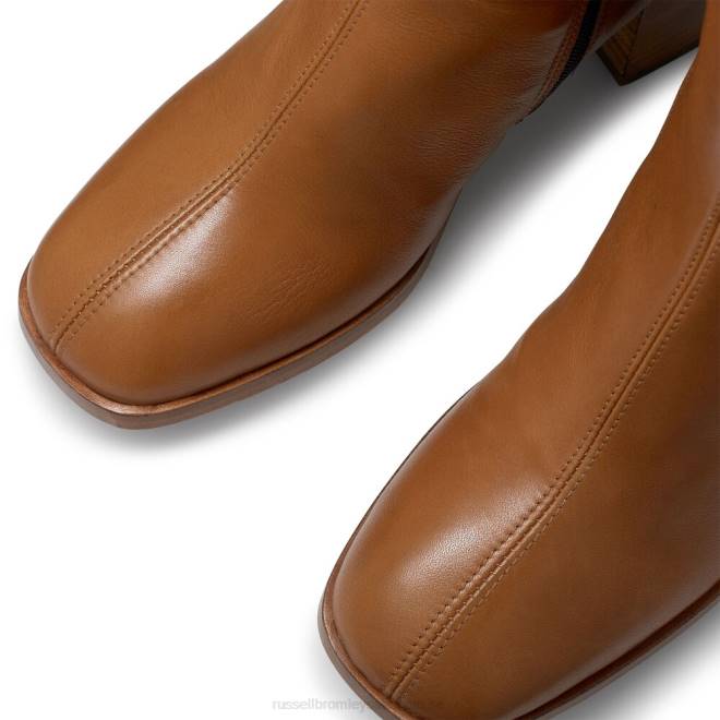 kvinnor solbränna Russell And Bromley kvistig staplad häl hög knähög T4XZ356