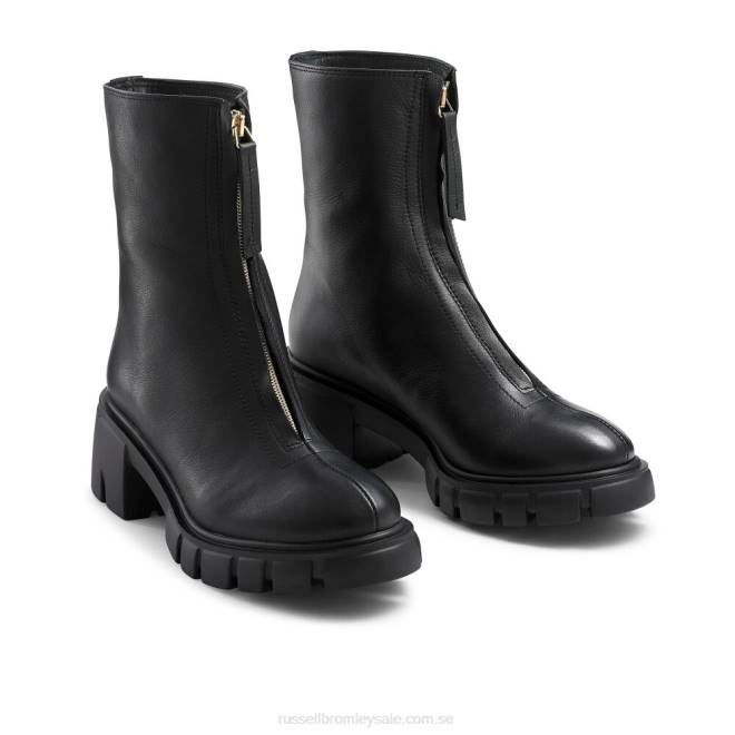 kvinnor svart Russell And Bromley chunky stövel med dragkedja framtill T4XZ293