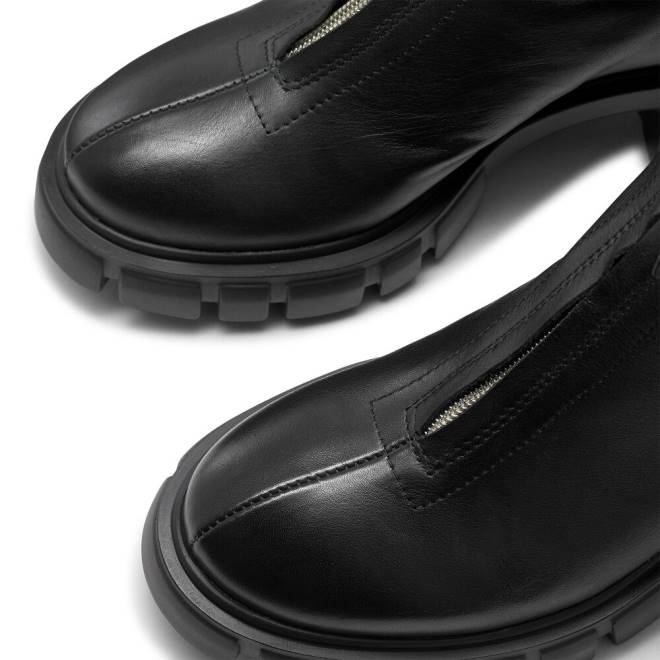 kvinnor svart Russell And Bromley chunky stövel med dragkedja framtill T4XZ293