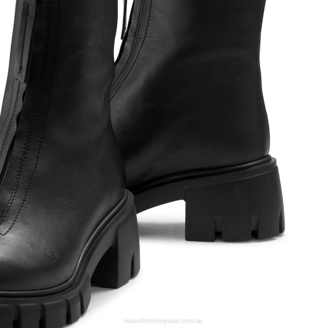 kvinnor svart Russell And Bromley chunky stövel med dragkedja framtill T4XZ293
