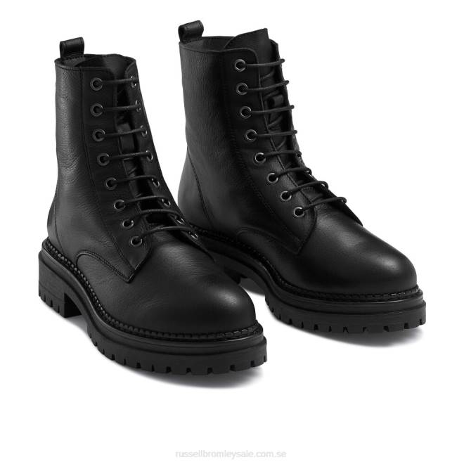 kvinnor svart Russell And Bromley combat 8 ​​eyelet combat boot T4XZ265