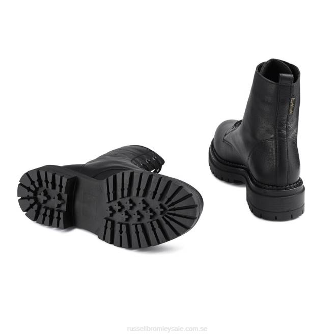 kvinnor svart Russell And Bromley combat 8 ​​eyelet combat boot T4XZ265