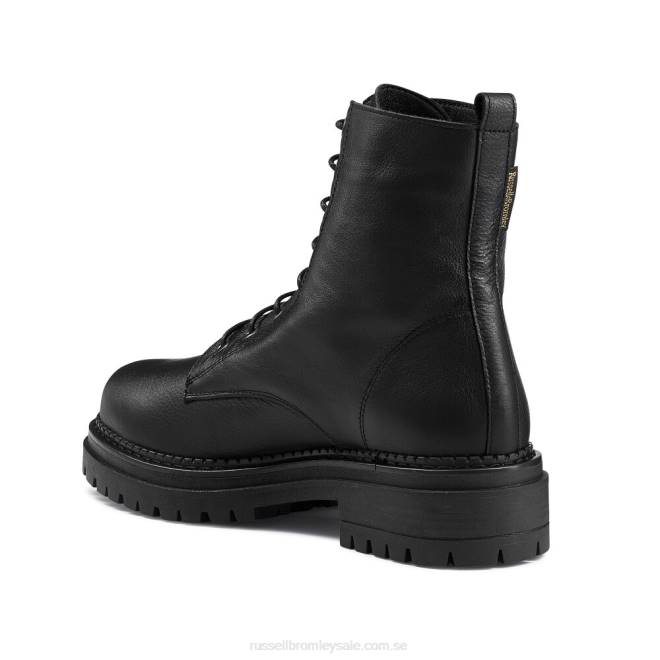 kvinnor svart Russell And Bromley combat 8 ​​eyelet combat boot T4XZ265
