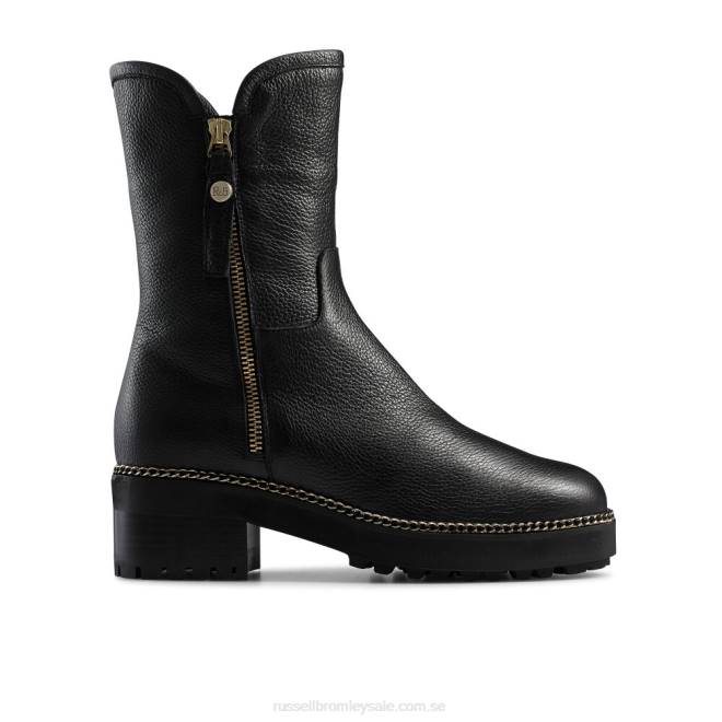 kvinnor svart Russell And Bromley glaciär shearling sida zip stomper T4XZ257
